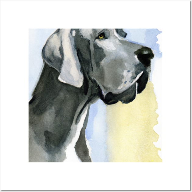 Great Dane Watercolor - Gift For Dog Lovers. Cool dog design for Apollo owners. Features giant dog breed  with water color style. Great dog artwork for Boar Hounds lovers. Wall Art by Edd Paint Something